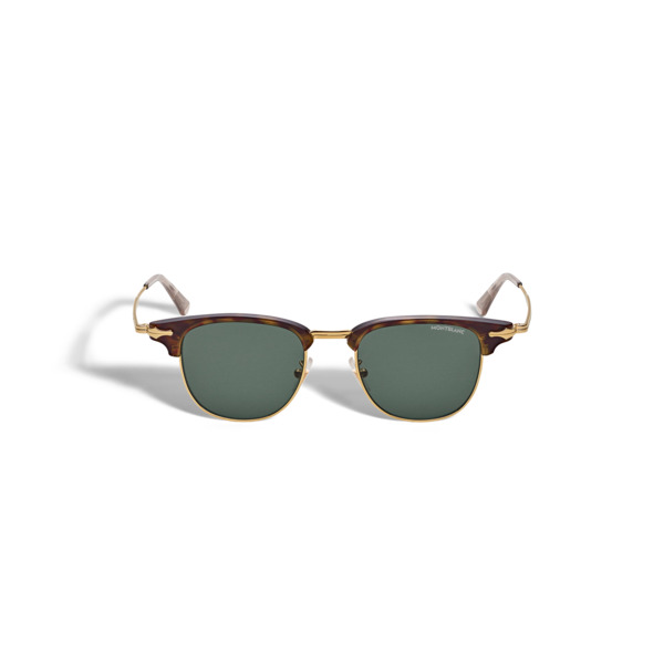  Montblanc - Lunettes De Soleil Rectangulaires Avec Monture En Métal Doré - Or - Métal - Mb134474 - Solaires 