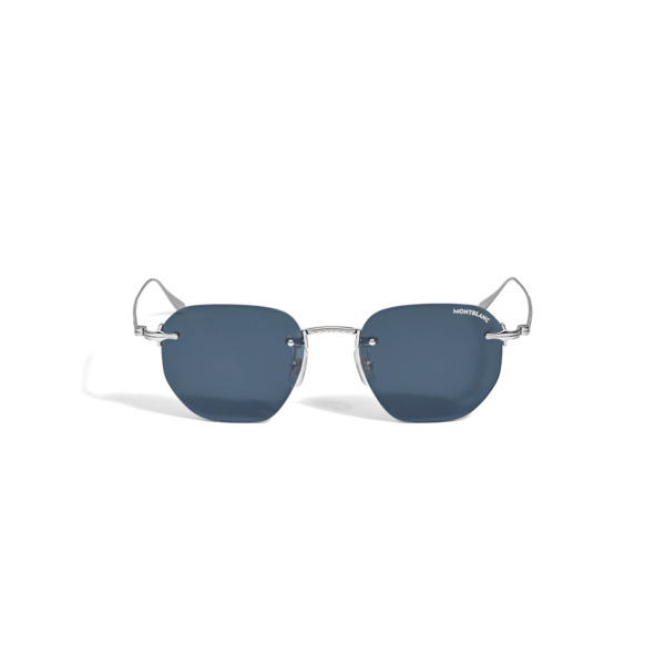  Montblanc - Lunettes De Soleil Rondes Avec Monture En Métal Argenté - Argent - Métal - Mb135571 - Solaires 