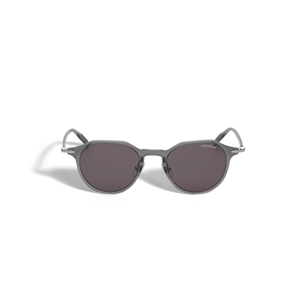  Montblanc - Lunettes De Soleil Rondes Avec Monture Injectée Grise - Gris - Injection Plastique - Mb134458 - Solaires 