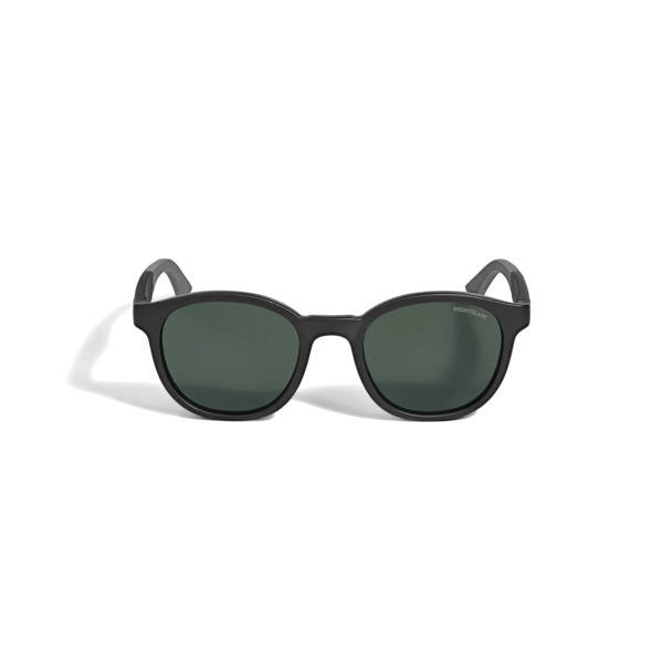  Montblanc - Lunettes De Soleil Rondes Avec Monture Injectée Noire - Noir - Injection Plastique - Mb134858 - Solaires 