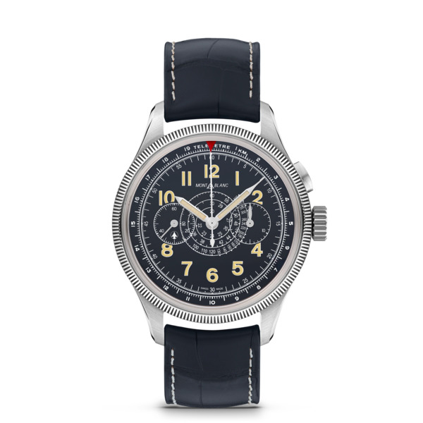  Montblanc - Montblanc 1858 Minerva Monopusher Chronograph Red Arrow Limited Edition - 88 Pièces - Noir - Acier - Or Gris - Mb129614 - Montre 