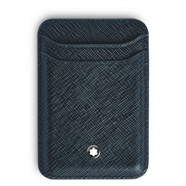  Montblanc - Porte-cartes 2cc Pour Iphone Avec Magsafe En Cuir Sartorial - Bleu Tweed - Cuir - Mb220400 - Portefeuilles 