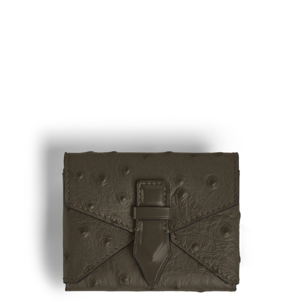  Montblanc - Porte-cartes Plume Avec Poignée En Cuir Embossé Autruche - Kaki - Cuir - Mb220474 - Porte-cartes 