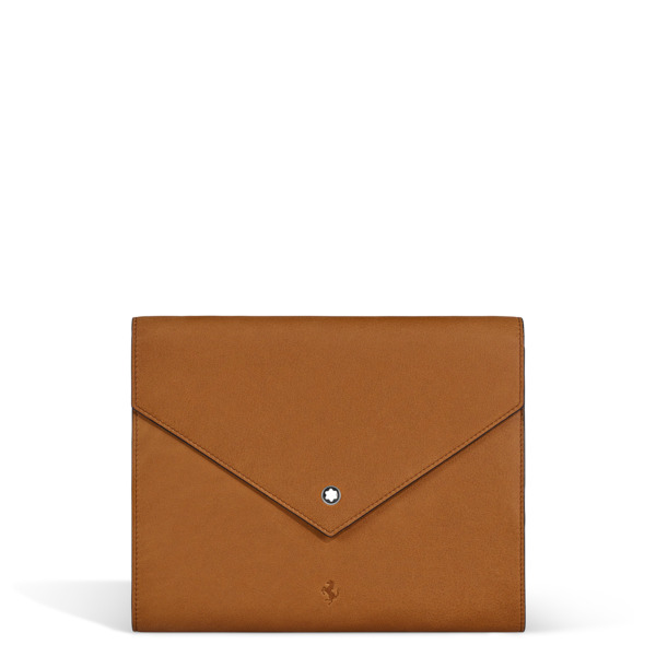  Montblanc - Porte-notes Montblanc Envelope Moyen Format, Meisterstück Great Masters Ferrari Tailor Made Classica - Marron - Cuir - Mb136674 - Carnets 