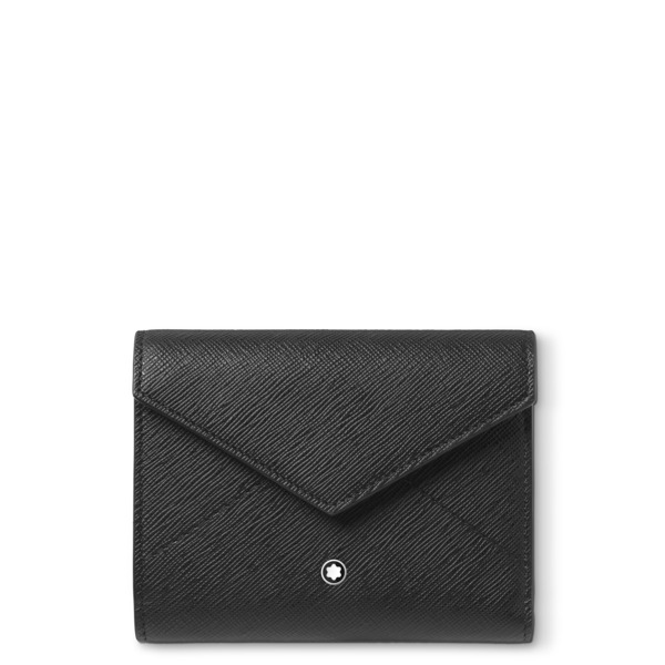  Montblanc - Portefeuille Trois Volets Montblanc Envelope 6cc - Noir - Cuir - Mb198225 - Portefeuilles 