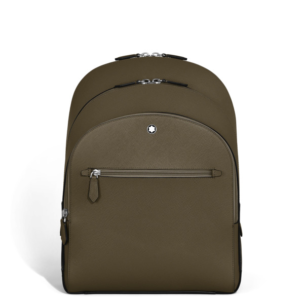  Montblanc - Sac à Dos Moyen Modèle Avec 3 Compartiments En Cuir Sartorial - Kaki - Cuir - Mb221542 - Sacs à Dos 