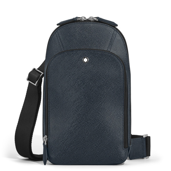  Montblanc - Sac On-body Moyen Modèle En Cuir Sartorial - Bleu Tweed - Cuir - Mb220356 - Sacs à Bandoulière 