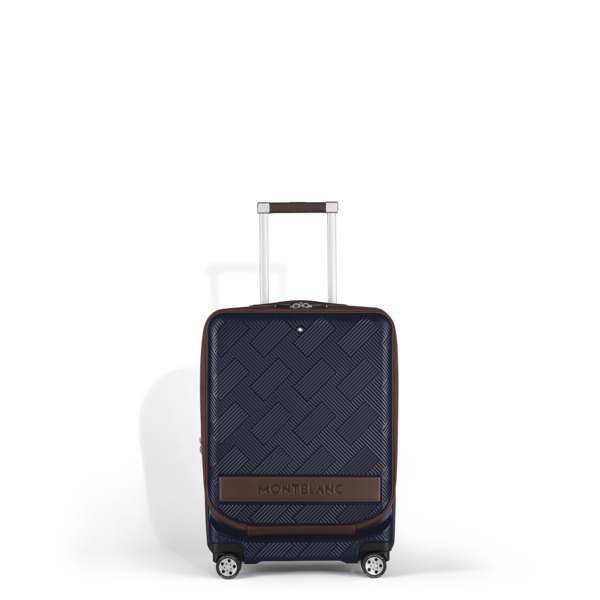  Montblanc - Valise Cabine #my4810 Avec Poche Avant - Bleu Navy - Polycarbonate Et Cuir - Mb221708 - Bagages Cabine 