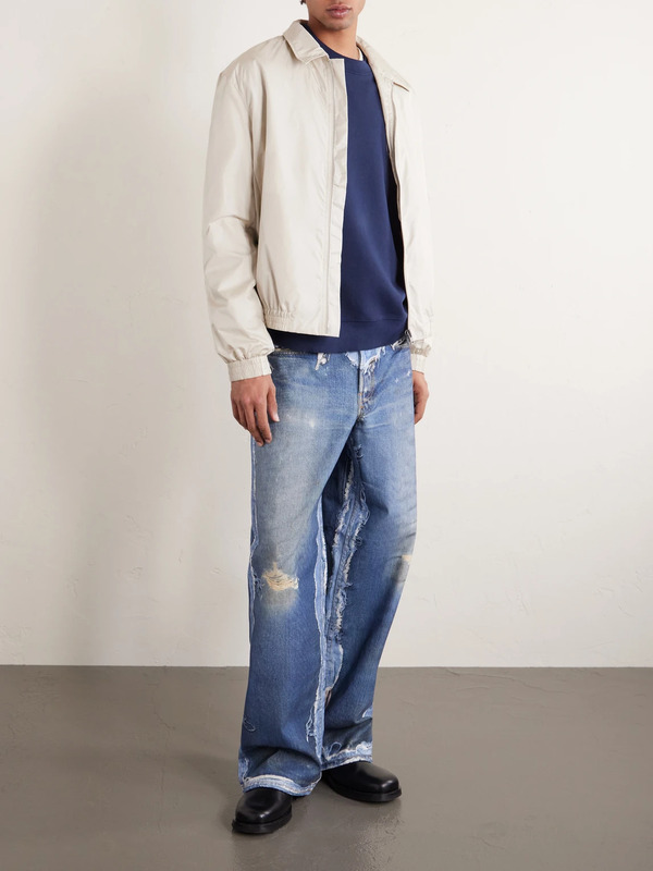  Acne Studios - Franziska Oversized Distressed Logo-print Cotton-blend Jersey Sweatshirt - Men - Blue - S 