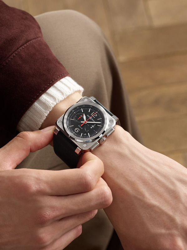  Bell & Ross - Br 03 Automatic Chronograph 42mm Stainless Steel And Leather Watch, Ref. No. Br0394-blc-st/sca - Men - Black 