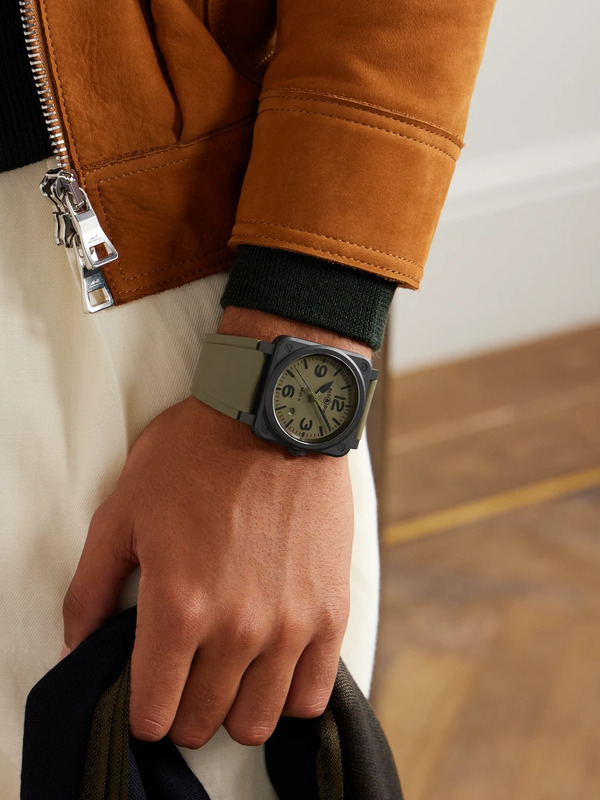  Bell & Ross - Br 03 Automatic 41mm Ceramic And Rubber Watch, Ref. No. Br03a-mil-ce/srb - Men - Green 