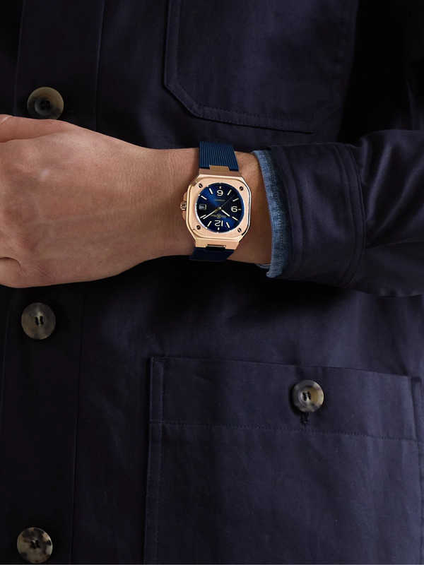  Bell & Ross - Br 05 Blue Gold Automatic 40mm 18-karat Rose Gold And Rubber Watch, Ref. No. Br05a-blu-pg/srb - Men - Blue 