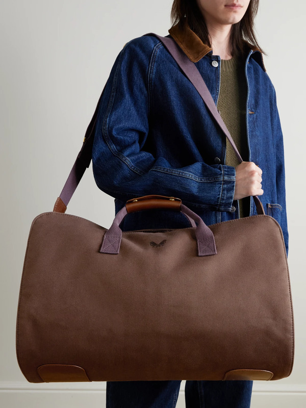  Bennett Winch - Logo-embroidered Leather-trimmed Cotton-twill Suit Carrier And Holdall - Men - Brown 