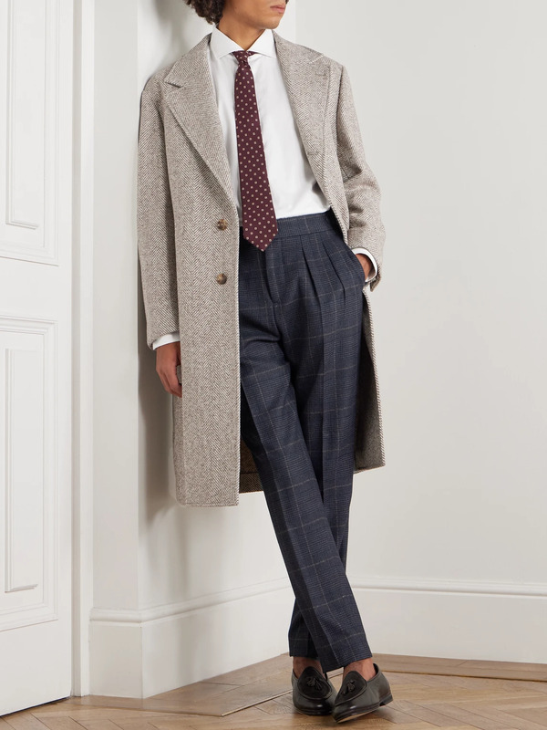 Brunello Cucinelli - Straight-leg Checked Cashmere And Wool-blend Suit Trousers - Men - Blue - It 52 