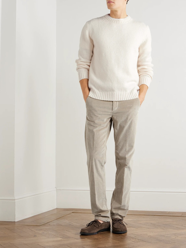  Eleventy - Slim-fit Straight-leg Stretch Cotton And Modal-blend Corduroy Trousers - Men - Gray - Uk/us 31 