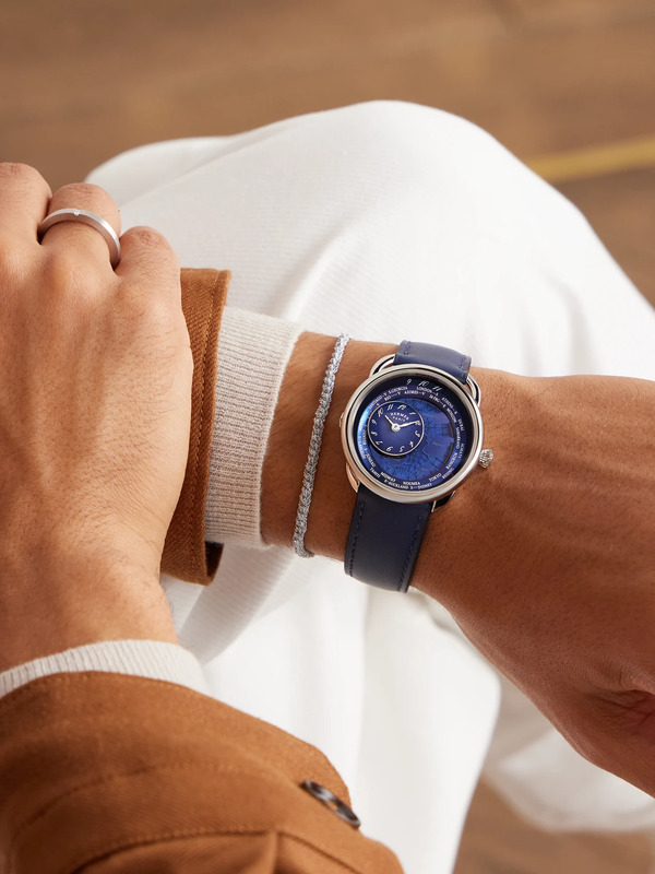  Hermès Timepieces - Arceau Le Temps Voyageur Automatic 38mm Stainless Steel And Leather Watch, Ref. No. W057263ww00 - Men - Blue 