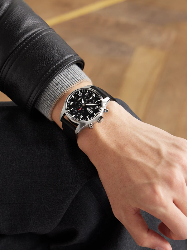  Iwc Schaffhausen - Pilot's Automatic Chronograph 41mm Stainless Steel And Leather Watch, Ref. No. Iw388111 - Men - Black 