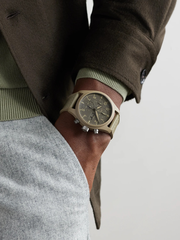  Iwc Schaffhausen - Pilot's Top Gun Mojave Desert Automatic Chronograph 41.9mm Ceramic, Rubber And Grosgrain Watch, Ref. No. Iw389402 - Men - Green 