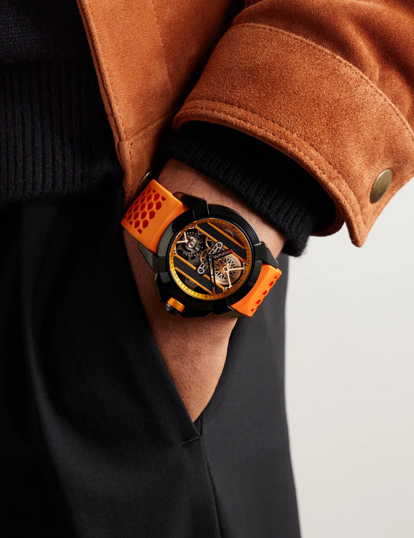  Jacob & Co. - Epic X Limited Edition Hand-wound Skeleton Chronograph 44mm Dlc-coated Stainless Steel And Rubber Watch, Ref. No. Ex120.11.ai.aa.abrua - Men - Orange 