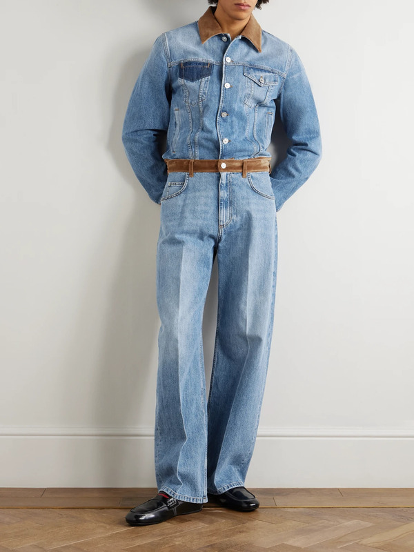  Marni - Slawn And Soldier Straight-leg Appliquéd Cotton Velvet-trimmed Jeans - Men - Blue - Uk/us 31 