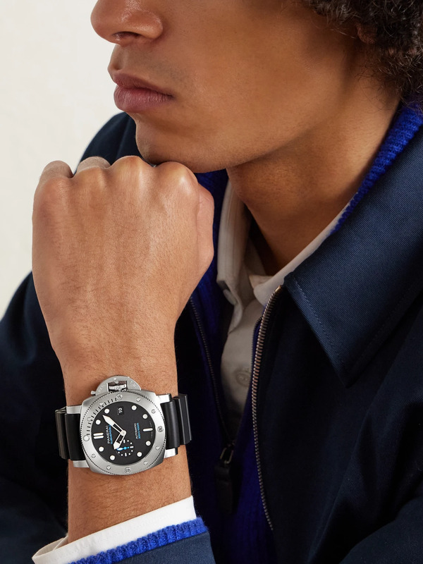 Panerai - Submersible Quarantaquattro Automatic 44mm Stainless Steel And Rubber Watch, Ref. No. Pam01596 - Men - Black 