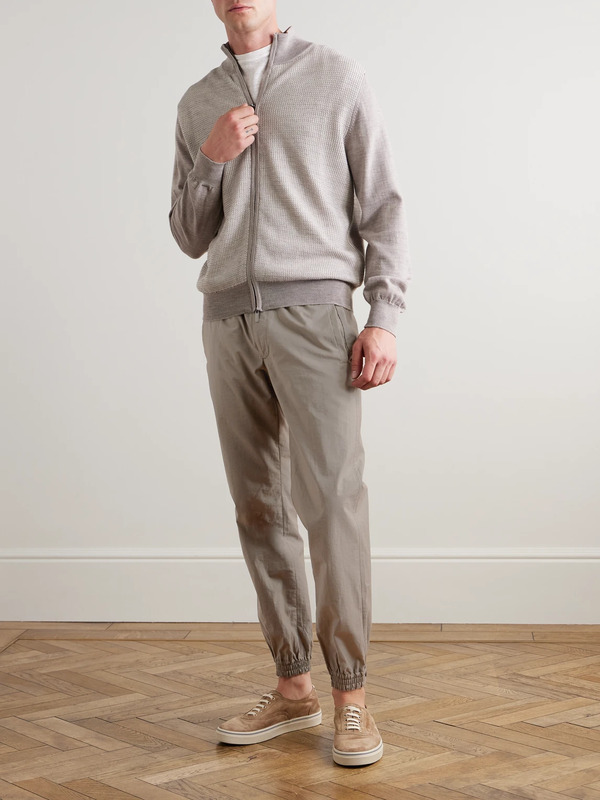  Slowear - Teknosartorial Slim-fit Tapered Cotton-blend Poplin Drawstring Trousers - Men - Neutrals - It 60 