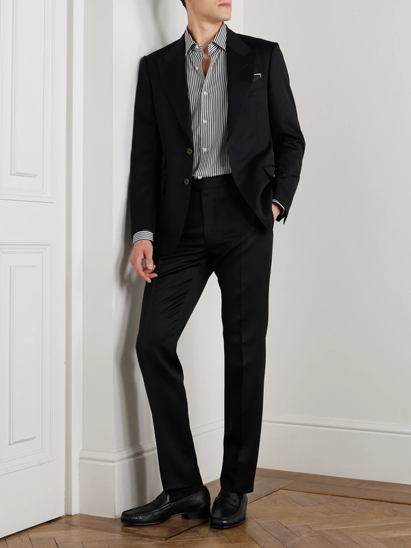  Tom Ford - Shelton Slim-fit Tapered Grain De Poudre Wool And Mohair-blend Suit Trousers - Men - Black - It 52 