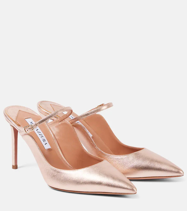  Aquazzura Aquazzura Mules Bellezza 85 En Cuir Métallisé 