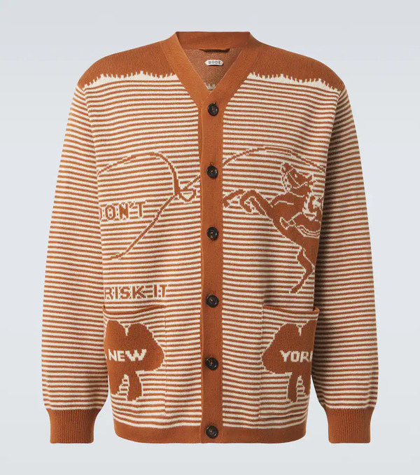  Bode Bode Cardigan Buckaroo Rayé En Coton 