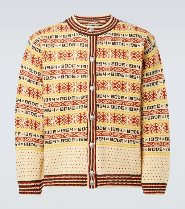  Bode Bode Cardigan Marzipan En Jacquard De Laine 
