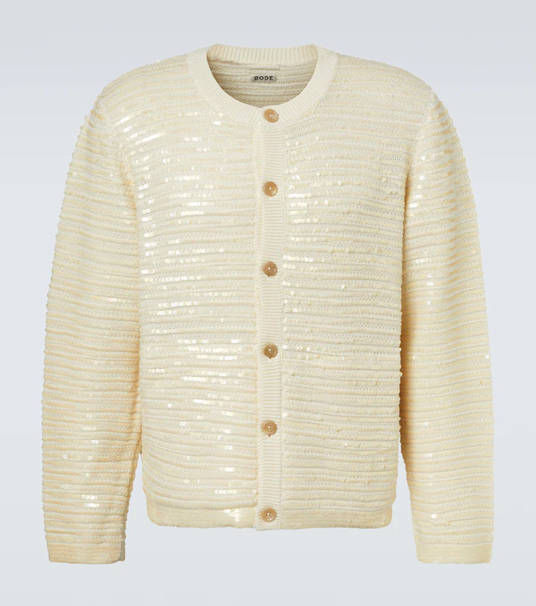  Bode Bode Cardigan Sequin Spotlight En Laine Vierge 