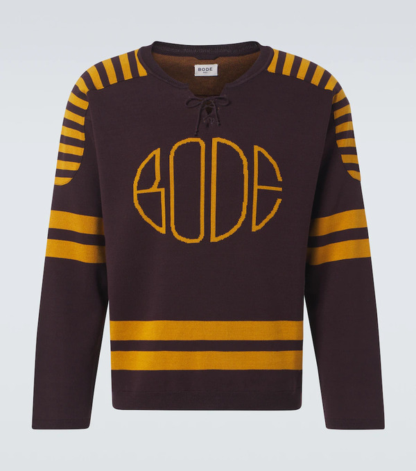  Bode Bode Pull Rink En Jacquard De Coton à Logo 