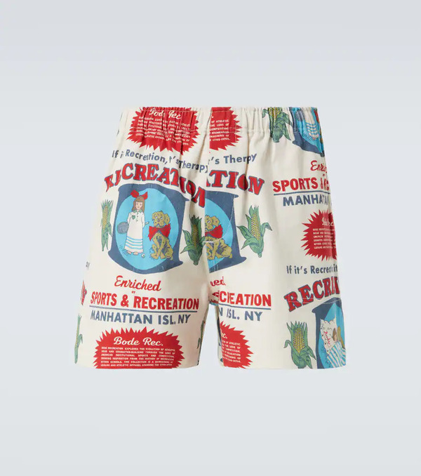  Bode Bode Short En Coton Imprimé 