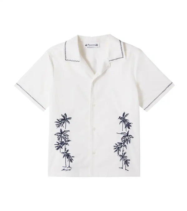  Bonpoint Bonpoint Chemise Steve Brodée En Popeline De Coton 