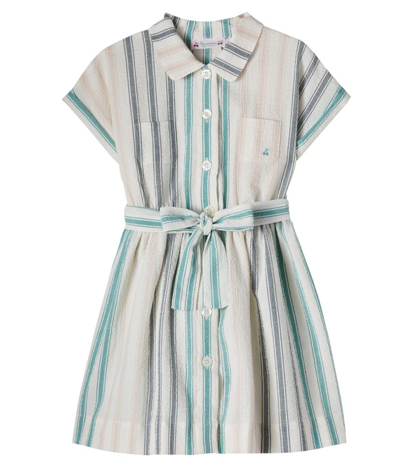  Bonpoint Bonpoint Robe Chemise Gisele En Seersucker De Coton 