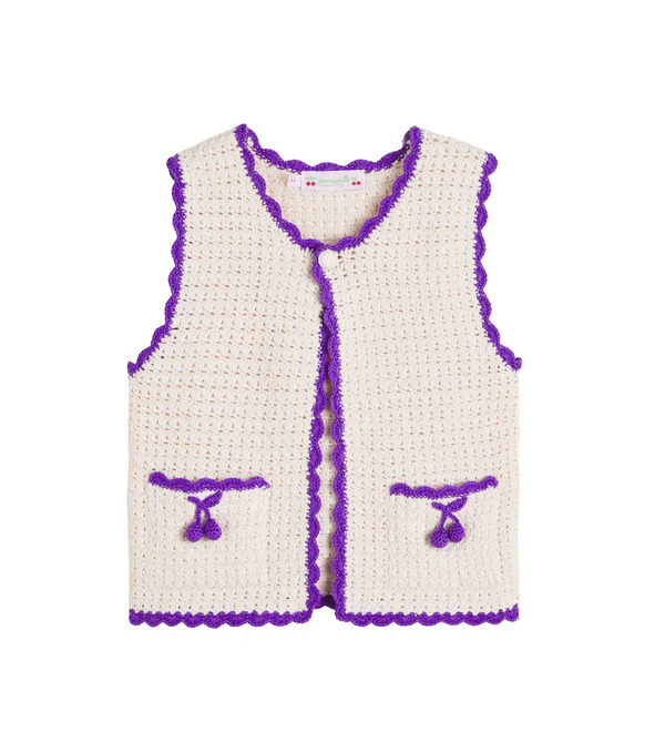  Bonpoint Bonpoint Veste Sans Manches Laila En Crochet De Coton 