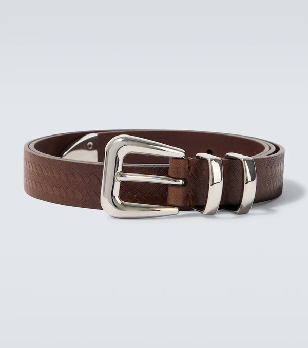  Brunello Cucinelli Brunello Cucinelli Ceinture En Cuir Embossé 