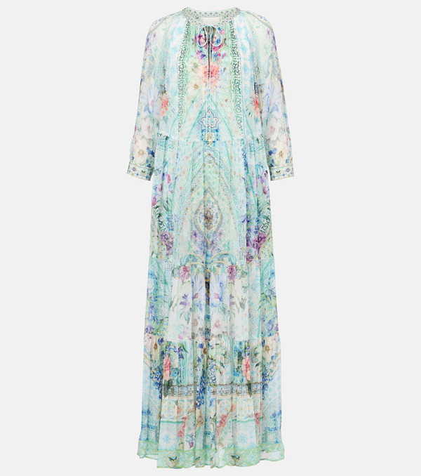  Camilla Camilla Robe Longue Imprimée En Soie à Cristaux 