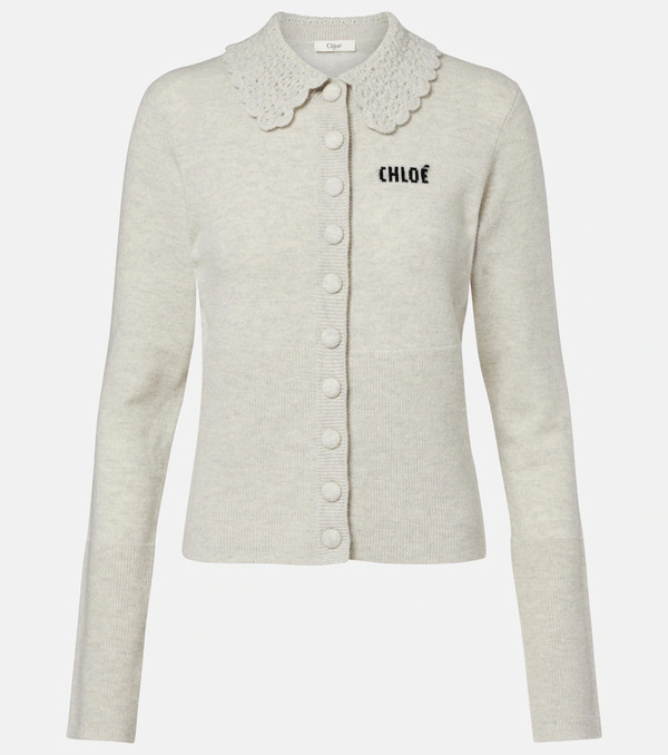  Chloe Chloé Cardigan En Laine à Logo 