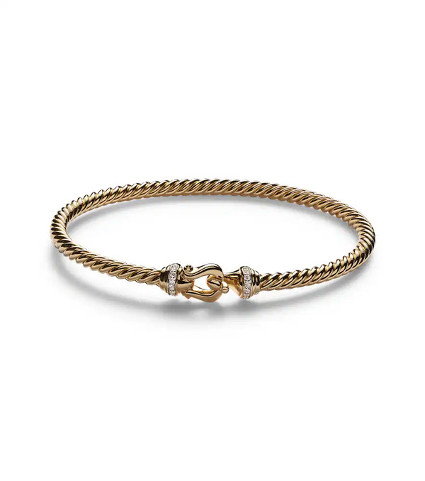  David Yurman David Yurman Bracelet Buckle Cablespira® En Or 18 Ct Et Diamants 
