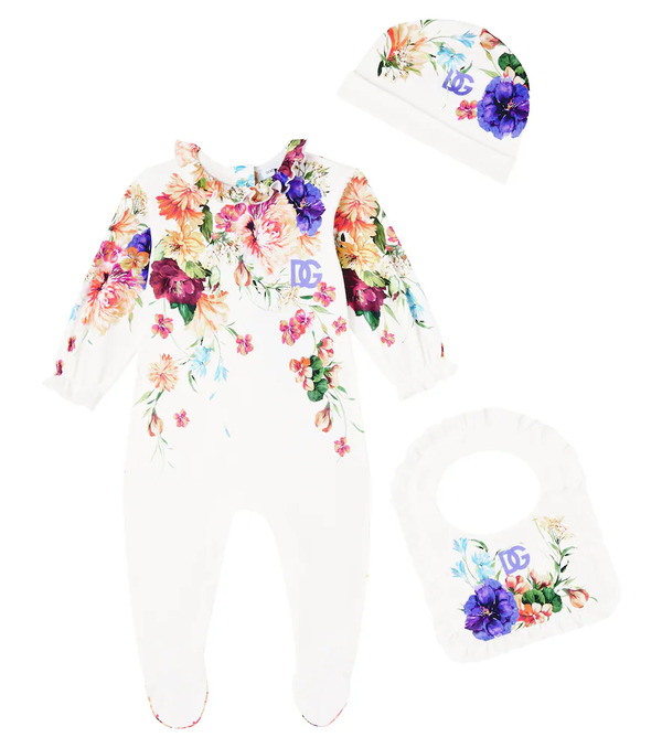 Dolce&gabbana Kids Dolce&gabbana Kids Bébé – Ensemble Grenouillère, Bavoir Et Bonnet Dg 