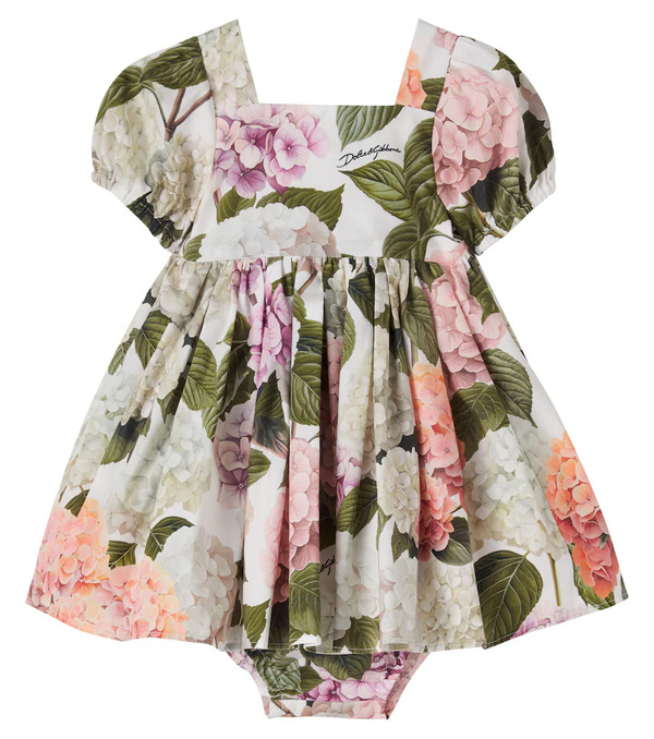  Dolce&gabbana Kids Dolce&gabbana Kids Bébé – Ensemble Robe Et Culotte Bloomer En Popeline De Coton 