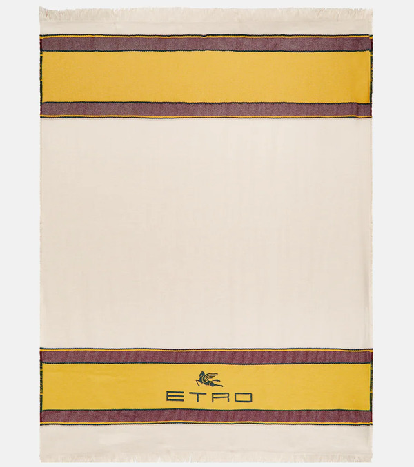  Etro Etro Couverture Brodée En Laine Et Cachemire à Logo 
