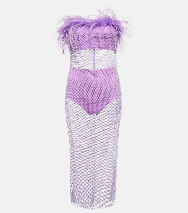  Giuseppe Di Morabito Giuseppe Di Morabito Robe Bustier à Cristaux Et Plumes 
