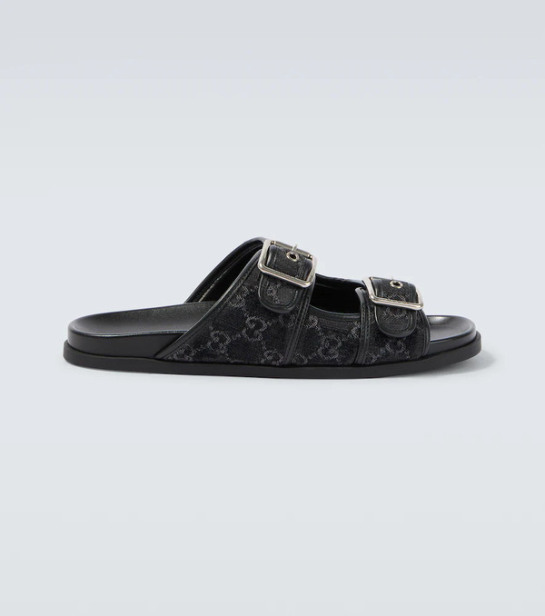 Gucci Gucci Mules Gg En Toile Et Cuir 