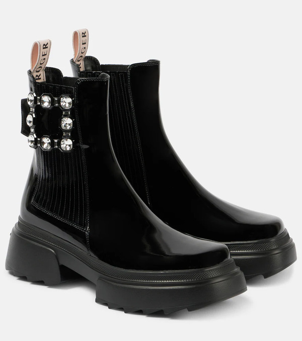  Roger Vivier Roger Vivier Bottines Chelsea Wallaviv En Cuir Verni 