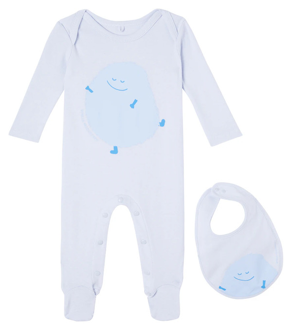  Stella Mccartney Kids Stella Mccartney Kids Bébé – Ensemble Grenouillère Et Bavoir Imprimés En Coton 