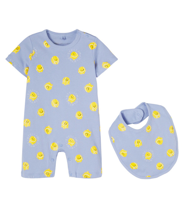  Stella Mccartney Kids Stella Mccartney Kids Bébé – Set Grenouillère Et Bavoir Imprimé En Coton 