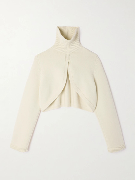  Alaïa - Cropped Cashmere-blend Turtleneck Sweater - Ivory 