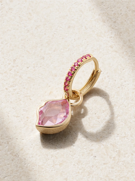  Alison Lou - Smooch 14-karat Gold, Sapphire And Laboratory-grown Sapphire Single Hoop Earring - One Size 